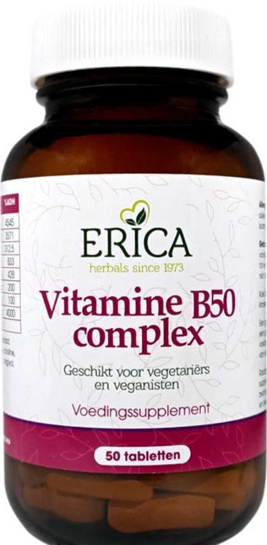 ERICA Skin Hair Nails | Vitamin B 50 Complex Tablets 50 Mg 100 Pcs