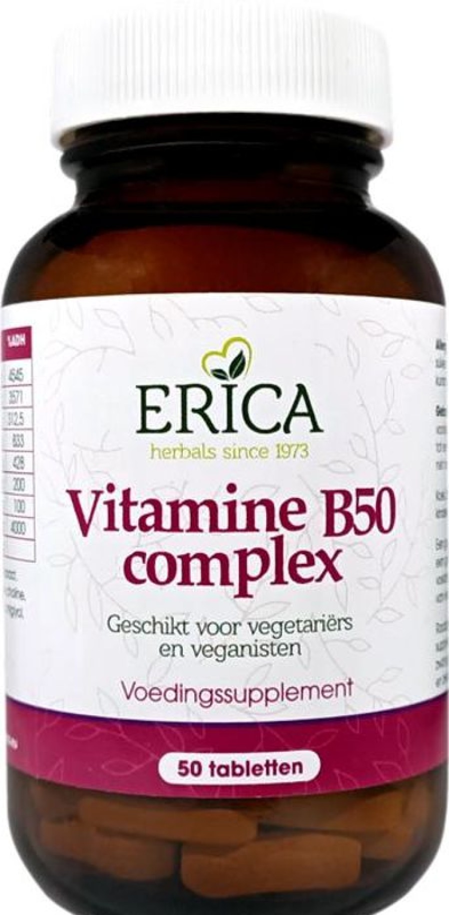 ERICA Skin, Hair, Nails | Vitamin B 50 Complex Tablets 50 Mg 100 Pcs