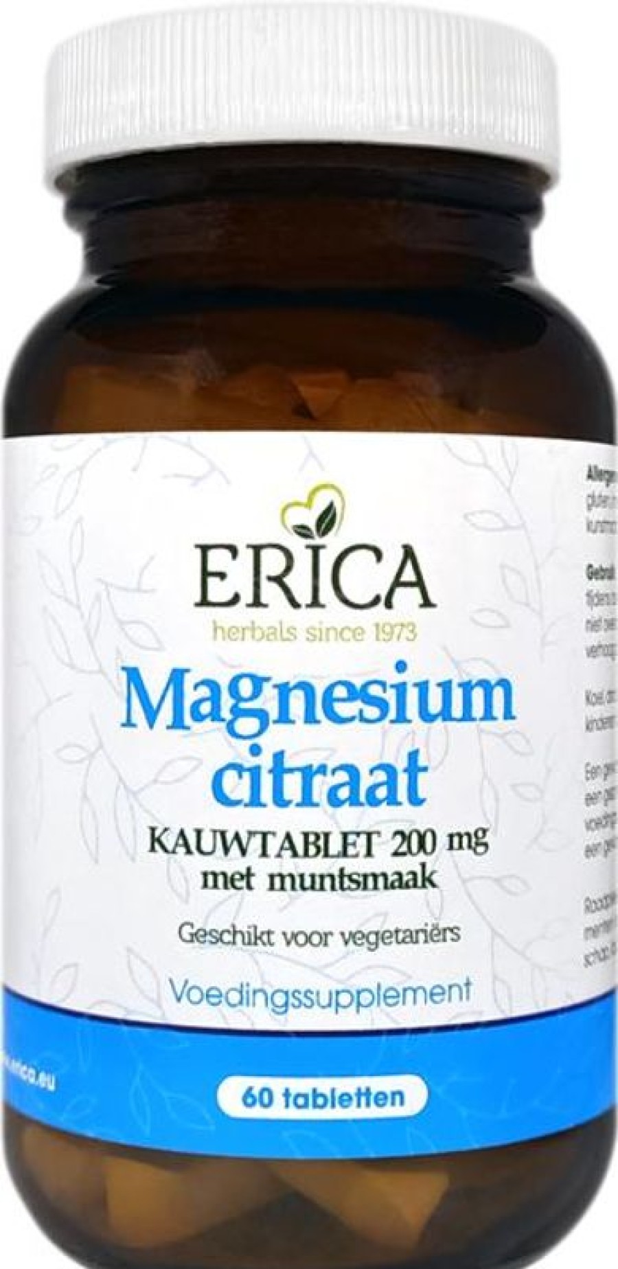 ERICA Minerals | Magnesium Citrate 200 Mg With Mint Flavor 60 Chewable Tbl